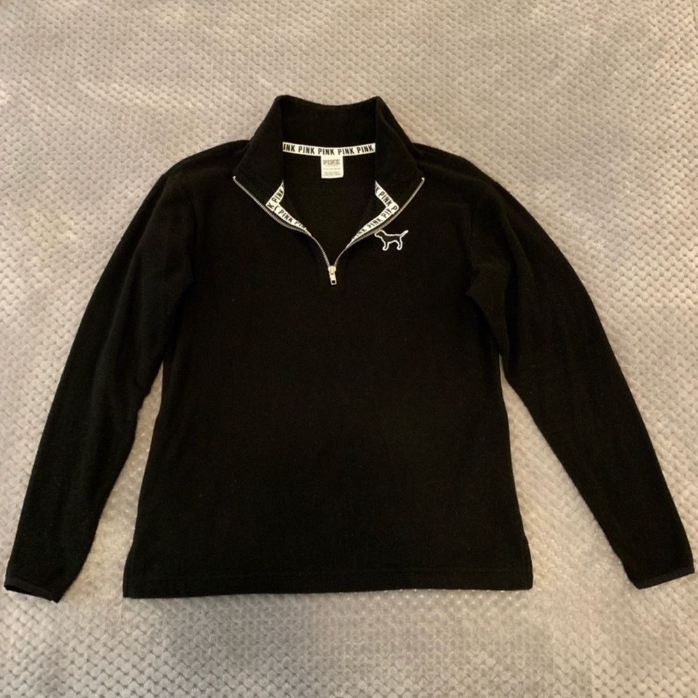 VS PINK Polar Fleece Quarter-Zip  - Black